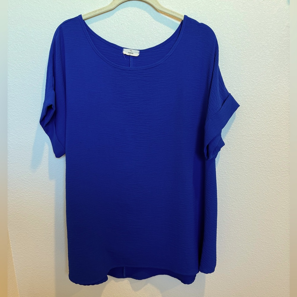 entro Short Sleeve Royal Blue Blouse XL